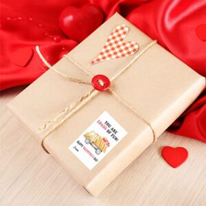 Valentine's Day Gift Tags Stickers, Construction Theme Valentine Self Adhesive Stickers(40 Pack), Happy Valentine's Day Gift Wrapping Labels Decorations and Supplies for Boys Girls(QRJBGJ-001)