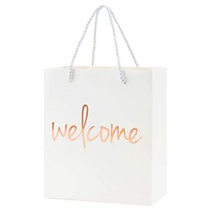crisky welcome bags rose gold gift bags for wedding hotel guests, birthday, baby shower, party favors gift bags, set of 25