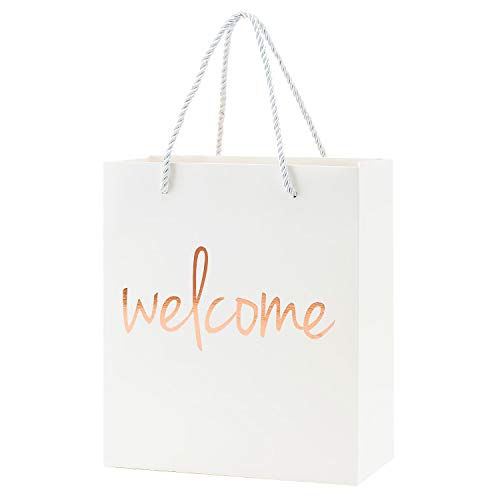 Crisky Welcome Bags Rose Gold Gift Bags for Wedding Hotel Guests, Birthday, Baby Shower, Party Favors Gift Bags, Set of 25