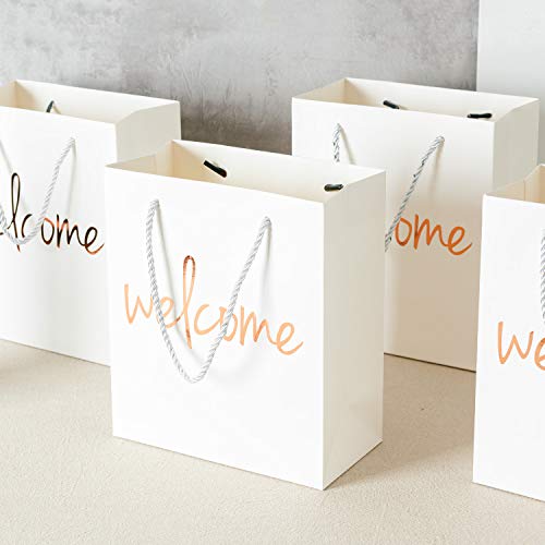 Crisky Welcome Bags Rose Gold Gift Bags for Wedding Hotel Guests, Birthday, Baby Shower, Party Favors Gift Bags, Set of 25