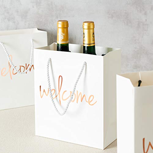 Crisky Welcome Bags Rose Gold Gift Bags for Wedding Hotel Guests, Birthday, Baby Shower, Party Favors Gift Bags, Set of 25