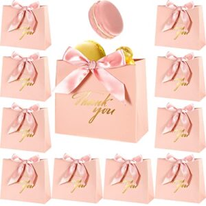 leinuosen 12 pcs small thank you gift bag, bridal shower gift for guests, party favor bags, gift wrap bags wedding baby shower birthday party supplies(pink,5.5 x 4.7 x 2.4 inch)