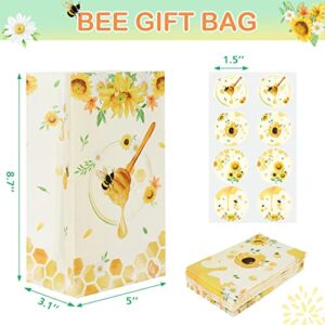 WERNNSAI Bee Goodie Bags - 24 PCS Honey Bee Party Supplies Gift Bags for Kids Girls Birthday Baby Shower Bumble Bee Party Favor Bags with Stickers