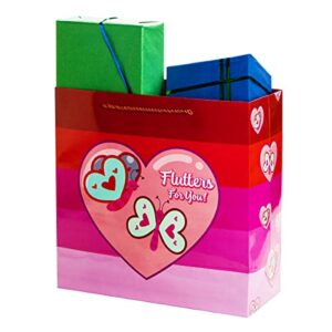JOYIN 8 Pcs Valentine’s Day Gift Bags with Tissue Paper and Handles,Large Kraft Bags with Pockets for Gift Cards, Goody Bags for Gift Exchange Present Wrapping Party Favor (5X 11.9 X 11.9 inch)