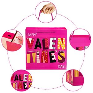 JOYIN 8 Pcs Valentine’s Day Gift Bags with Tissue Paper and Handles,Large Kraft Bags with Pockets for Gift Cards, Goody Bags for Gift Exchange Present Wrapping Party Favor (5X 11.9 X 11.9 inch)