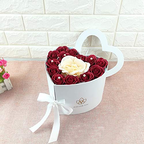 Heart Shaped Flower Box with Lid for Arrangements, Paper Mache Boxes for Valentines Day Gift Chocolate Strawberry, Bulk Heart Shaped Boxes with Ribbon for Flowers, Birthday Gifts (Pink)