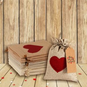 12 Pcs Drawstring Gift Bags with 12 Gift Tags and Rope (mix color), Burlap Bags Reusable de 4x6 inch, Valentine's Day Burlap Cloth Gift Bags, Wedding Gift Bag , Jewelry Bags , Favor Bags Christmas, DIY Craft Bags