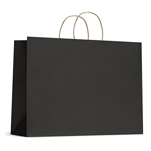 UCGOU 16x6x12 Black Gift Bags with Handles 50Pcs Large Paper Bags Shopping Bags for Small Business Party Favor Bags Bulk Craft Bags Retail Bags Grocery Bags