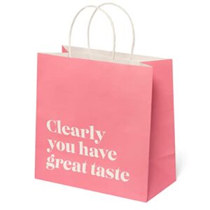seymour butz 24 pack gift bags – 10 x5 x10 – you have great taste – pink retail shopping bags, thank you bags for boutiques