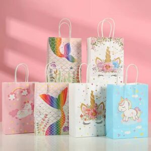 6 Pcs Pastel Party Bags Gift Bags 16x8x22cm Colored Paper Bags with handle Paper Party Bags for Kids Party Wedding Birthday Baby Shower Treat Favor Celebrations