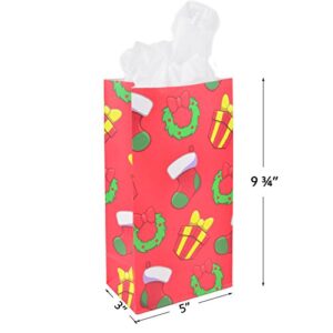 JOYIN 72 PCS of Christmas Holiday Goody Bags; 12 Assorted Christmas Designs Goodie Bags for Classrooms, Party Favors, Small Gift Bags, Kraft Bags and Christmas Craft Bags