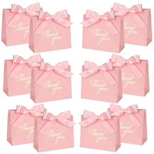 desoee small gift bags thank you party favor bags 20 pack with pink bow ribbon, treat boxes mini paper bags bulk for wedding baby shower holidays birthday party