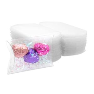 stockroom plus small clear plastic pillow boxes for candy, party favors (2.75″ x 2.5″, 100 pack)