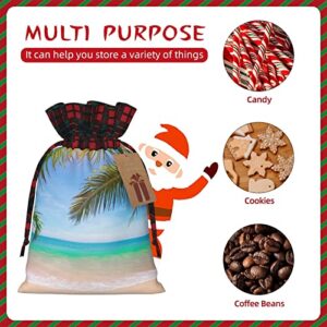 Christmas Drawstring Gift Bags Palm-Tropical-Beach Buffalo Plaid Drawstring Bag Party Favors Bags