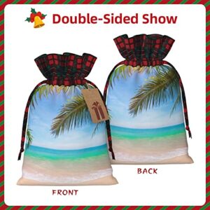 Christmas Drawstring Gift Bags Palm-Tropical-Beach Buffalo Plaid Drawstring Bag Party Favors Bags