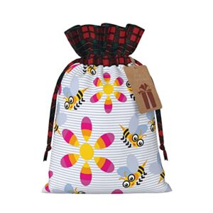 christmas drawstring gift bags funny-bee-sunflower-cute buffalo plaid drawstring bag party favors bags