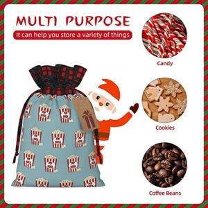 Christmas Drawstring Gift Bags Cute-Popcorn-Funny Buffalo Plaid Drawstring Bag Party Favors Bags