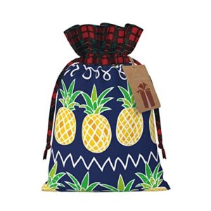 christmas drawstring gift bags pineapple-navy-pattern buffalo plaid drawstring bag party favors bags