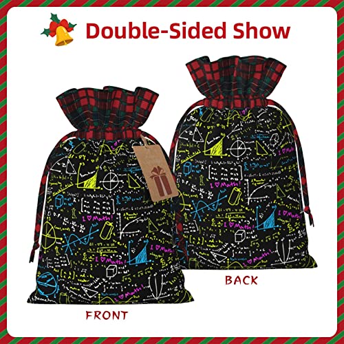 Christmas Drawstring Gift Bags Black-Math-Physics-Formula Buffalo Plaid Drawstring Bag Party Favors Bags