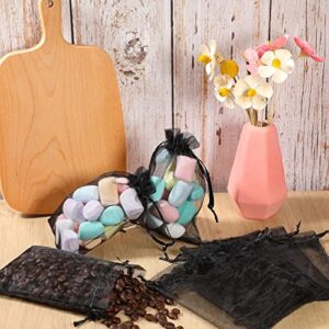 270 Pcs Black Organza Gift Bags 4 x 6 Inch Jewelry Pouches Drawstring Bags Black Goodie Bags Sheer Black Mesh Bags for Wedding Party Jewelry Candy Festival Bathroom Soaps Makeup