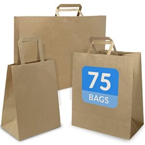 reli. paper bags w/handles, kraft | assorted large sizes | 75 pcs (25 bags per size) – bulk | 8×4.25×10-10x5x13-16x6x12 | brown paper bags combo pack | retail bags/shopping bags, gift bags