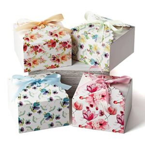 Hayley Cherie - Square Gift Treat Boxes with Ribbons (20 Pack) - 5.8 x 5.8 x 3.7 inches - Thick 400gsm Card - For 20 Count (Pack of 1)