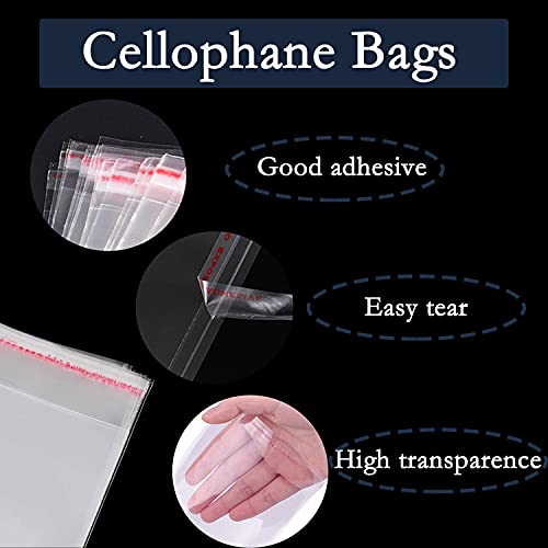 Vikeivty 240pcs 3 * 5 Inch Clear Plastic Bags for Packaging, Cellophane Resealable Bags Self Adhesive for Packaging Products