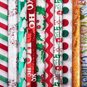 joyin holiday tissue paper assortment (ten colors), 150-piece set christmas design solid, holiday holographic and printed gift tissue paper assortment (20″ x 20″ inches)