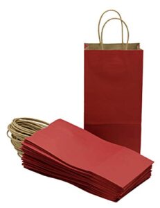 creative hobbies® small paper gift handle bags, 5.25″ x 3″ x 8.5″ size, deep red, 24 piece pack