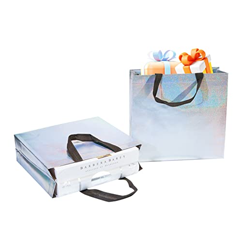 Volanic 12.7" X 11" X 4.7" Non-woven Reusable Shiny Iridescent Gift Bags With Glossy Finish Birthday Bag Favor Bags Goodie bags for Wedding Party - 12 Gift Bags Set