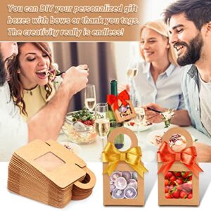 36 Pieces Kraft Paper Wine Bottle Boxes with Window for Gifts, Hanging Foldable Empty Gift Boxes Charcuterie ​Boxes for Champagne Wine Bottles