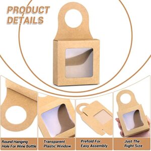 36 Pieces Kraft Paper Wine Bottle Boxes with Window for Gifts, Hanging Foldable Empty Gift Boxes Charcuterie ​Boxes for Champagne Wine Bottles