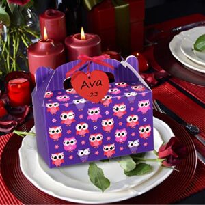 48 Pcs Valentine's Day Bakery Treat Boxes 6.3x3.1x3.7 inch Valentines Cupcake Boxes Cookie Boxes Heart Owl Goody Bags for Valentine Classroom Treats Party Favors Gift Giving Gift Exchange Gift Box