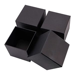 dasofine black gift boxes, 4” × 4” × 3.8” kraft paper square box with lid, 3pcs small gift box, candle boxes, gift boxes for halloween, present, party