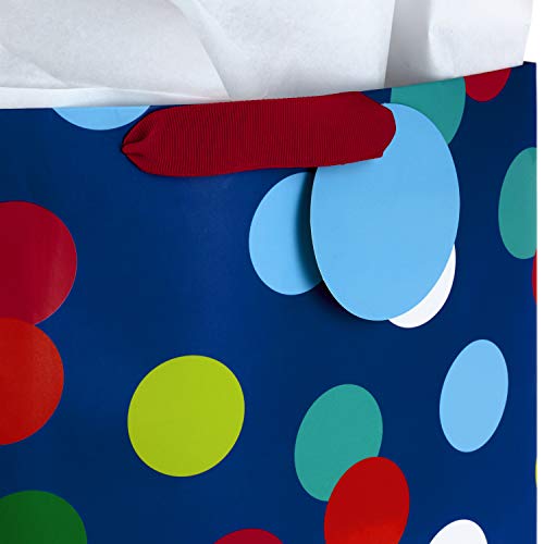 Hallmark 13" Large and 15" Extra Large Gift Bags Assortment with Tissue Paper (Pack of 3: Celebrate, Rainbow Stripes, Polka Dots) for Christmas, Birthdays, Father's Day, Graduations or Any Occasion