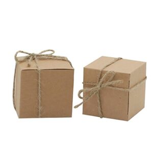 Amajoy 50pcs Kraft Favor Boxes with 50pcs Twine, Rustic Kraft Paper Candy Box for Wedding Favor Baby Shower Favor