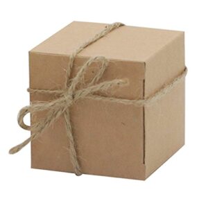 Amajoy 50pcs Kraft Favor Boxes with 50pcs Twine, Rustic Kraft Paper Candy Box for Wedding Favor Baby Shower Favor