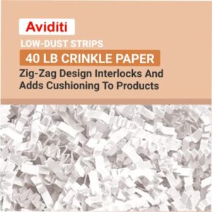 AVIDITI Crinkle Cut Paper Shred Filler, 40lbs Case | Shredded for Box Package, Stuffing, Bag, Packing, Gift Wrapping, Basket Shreds, Confetti, Holidays, Crafts, and Decoration, White