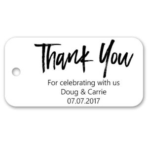 thank you personalized custom party wedding favor gift bag tags – 3″ x 1.5″ – 30ct