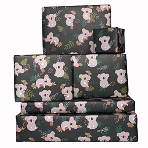 central 23 – trendy wrapping paper for women – green plants and koala – 6 gift wrap sheets – birthdays – 21st 18th – recyclable