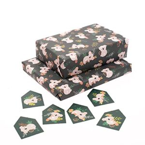 CENTRAL 23 - Trendy Wrapping Paper for Women - Green Plants and Koala - 6 Gift Wrap Sheets - Birthdays - 21st 18th - Recyclable