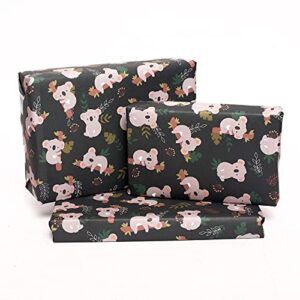 CENTRAL 23 - Trendy Wrapping Paper for Women - Green Plants and Koala - 6 Gift Wrap Sheets - Birthdays - 21st 18th - Recyclable