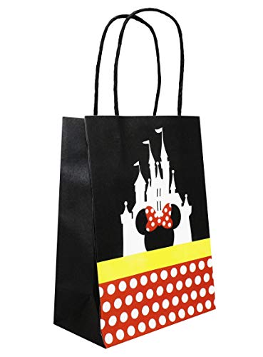 MOAXMOA Treat Bags Castle Gift Party Paper Bags with Handle for Birthday Baby Shower Mickey Minnie Theme Party Decorations Supplies- 12PCS