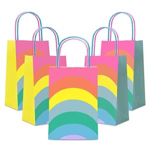 18pcs rainbow party favor bags, small gift bags bulk, paper gift bags with handles, bulk gift bags small size, goodie bags for kids birthday party bags, paper bags with handles, mini gift bags cmecial