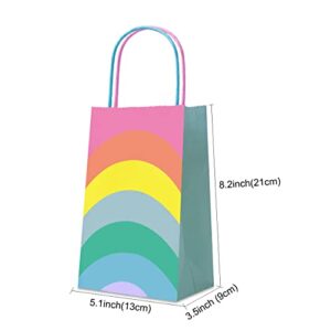 18PCS Rainbow Party Favor Bags, Small Gift Bags Bulk, Paper Gift Bags with Handles, Bulk Gift Bags Small Size, Goodie Bags for Kids Birthday Party Bags, Paper Bags with Handles, Mini Gift Bags Cmecial