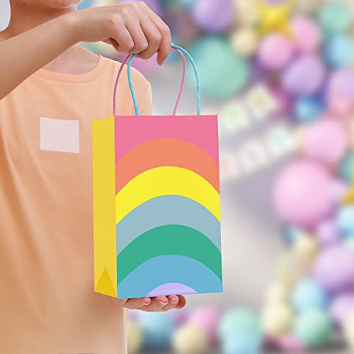 18PCS Rainbow Party Favor Bags, Small Gift Bags Bulk, Paper Gift Bags with Handles, Bulk Gift Bags Small Size, Goodie Bags for Kids Birthday Party Bags, Paper Bags with Handles, Mini Gift Bags Cmecial