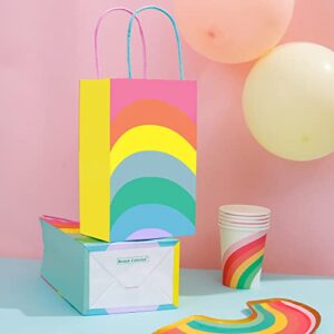 18PCS Rainbow Party Favor Bags, Small Gift Bags Bulk, Paper Gift Bags with Handles, Bulk Gift Bags Small Size, Goodie Bags for Kids Birthday Party Bags, Paper Bags with Handles, Mini Gift Bags Cmecial