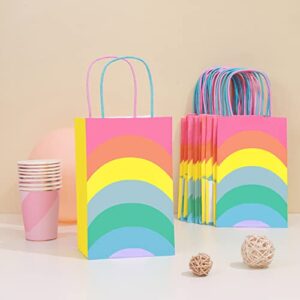 18PCS Rainbow Party Favor Bags, Small Gift Bags Bulk, Paper Gift Bags with Handles, Bulk Gift Bags Small Size, Goodie Bags for Kids Birthday Party Bags, Paper Bags with Handles, Mini Gift Bags Cmecial