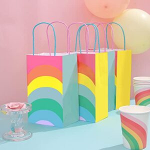 18PCS Rainbow Party Favor Bags, Small Gift Bags Bulk, Paper Gift Bags with Handles, Bulk Gift Bags Small Size, Goodie Bags for Kids Birthday Party Bags, Paper Bags with Handles, Mini Gift Bags Cmecial