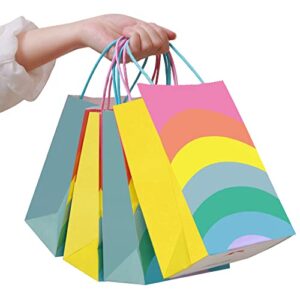 18PCS Rainbow Party Favor Bags, Small Gift Bags Bulk, Paper Gift Bags with Handles, Bulk Gift Bags Small Size, Goodie Bags for Kids Birthday Party Bags, Paper Bags with Handles, Mini Gift Bags Cmecial